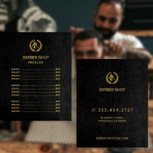 Barbershop gold black price list service menu