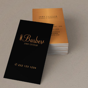 Barbershop gold scissor pole barber promotional business card