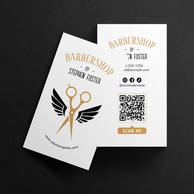 Barbershop Hair Hairdresser Barbershop White Business Card (Creator Uploaded)
