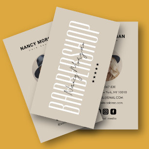 Barbershop Hair Salon Beige Profile Photo  Business Card