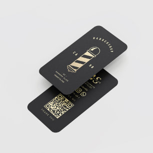 Barbershop Haircut Hairstylist Barber's Pole Black Business Card