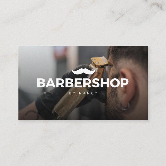 Barbershop Hairstylist Hair Clipper Photo   Business Card (Front)