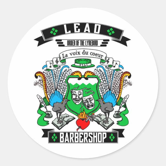 Barbershop Lead Coat of Arms Classic Round Sticker (Front)
