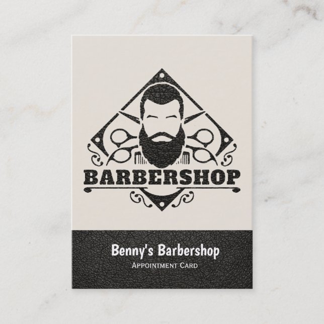 Barbershop leather look appointment card (Front)