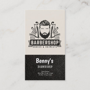 Barbershop leather look business card