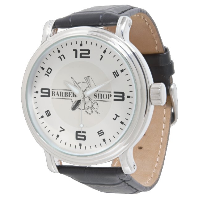 Barbershop leather look watch (Angled)