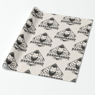 Barbershop leather look wrapping paper