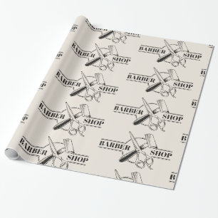 Barbershop leather look wrapping paper