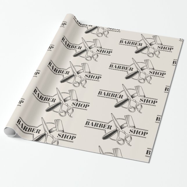 Barbershop leather look wrapping paper (Unrolled)