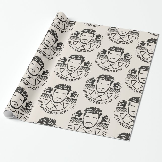 Barbershop leather look wrapping paper (Unrolled)