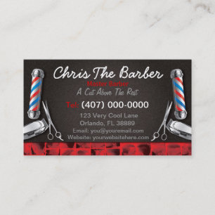Barbershop Loyalty Card (Barber pole and clippers)