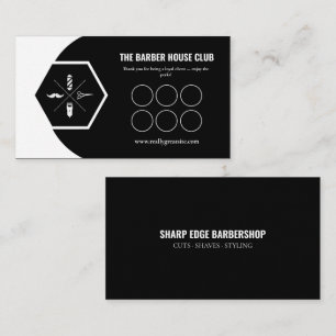 Barbershop Loyalty Punch Card Business Card