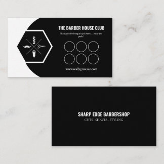 Barbershop Loyalty Punch Card Business Card