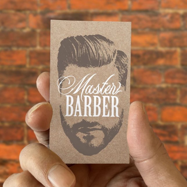 Barbershop Master Barber Rustic Kraft Hair #2 Business Card (Creator Uploaded)