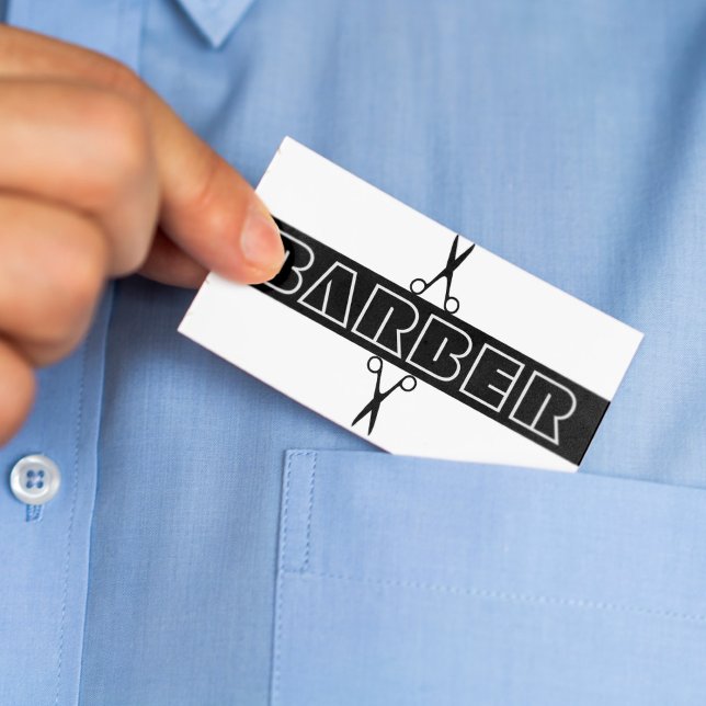 Barbershop modern black typography Business Card (Creator Uploaded)
