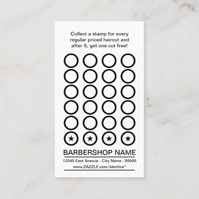 barbershop pole stamp card (Back)
