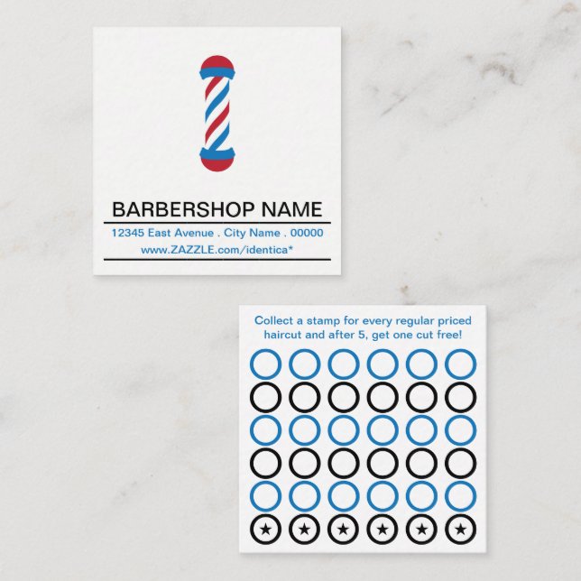 barbershop pole stamp card (Front/Back)