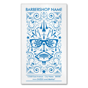 barbershop punk skull magnetic business card