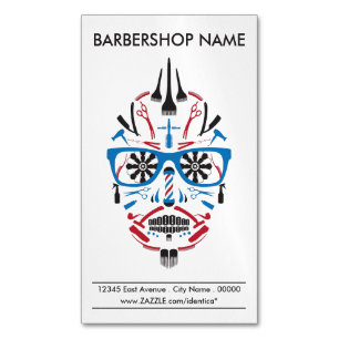 barbershop punk skull magnetic business card