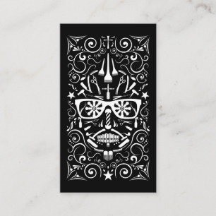barbershop punk skull punch card