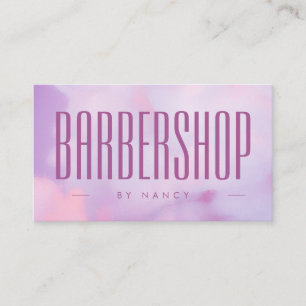 Barbershop Qr Code Logo Purple Holographic Business Card