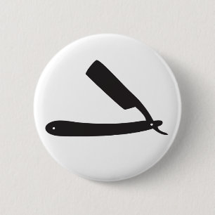 barbershop razor 6 cm round badge