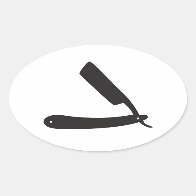 barbershop razor oval sticker (Front)