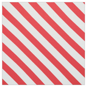 Barbershop Red and White Diagonal Stripe Fabric