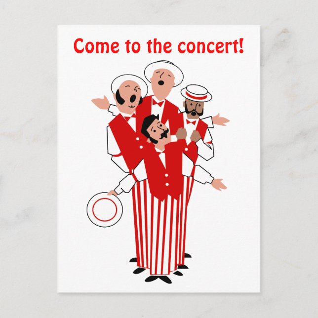Barbershop Red Quartet Personalise Invitation (Front)