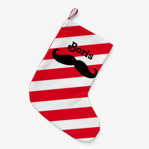 Barbershop Red White Shop Pole Moustache Barbers Small Christmas Stocking