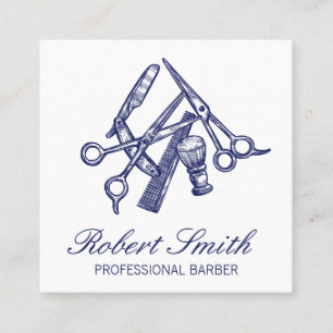 Barbershop   Salon Hair Stylist Tools Square Business Card