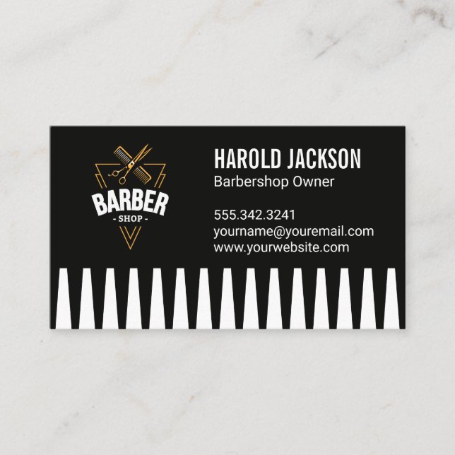 Barbershop Scissors and Comb Business Card (Front)
