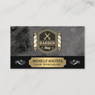 Barbershop Scissors Barber Pole Business Card