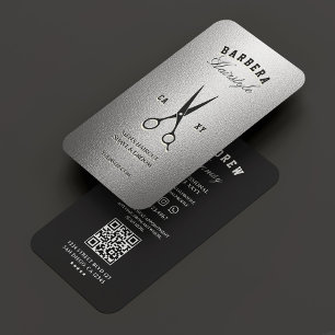 Barbershop Scissors Black Silver Modern Barber Business Card