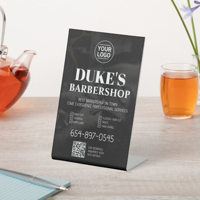 Barbershop Services Custom Pedestal Sign (In SItu)