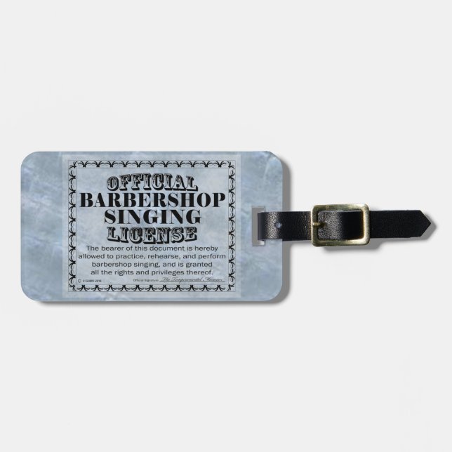 Barbershop Singing License Luggage Tag (Front Horizontal)