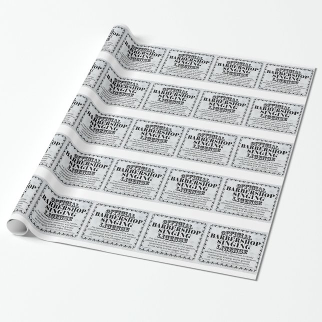Barbershop Singing License Wrapping Paper (Unrolled)