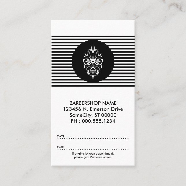 barbershop sugar skull appointment card (Front)