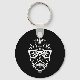 barbershop sugar skull key ring