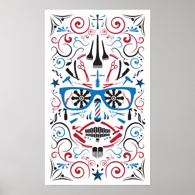 barbershop sugar skull poster (Front)