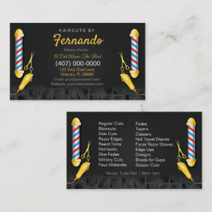 Barbershop Template (Barber pole and clippers) Business Card