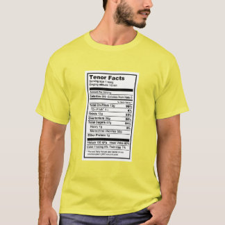 Barbershop Tenor Nutritional Label T-Shirt