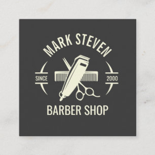 Barbershop Vintage Grey Hair stylish Square Business Card