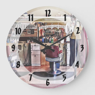 Barbershop With Coat Rack Large Clock