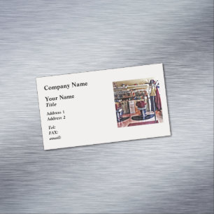 Barbershop With Coat Rack Magnetic Business Card