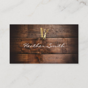 Barbershop Wood Shears Business Card