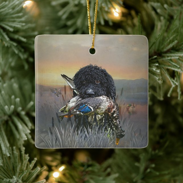 Barbet , 	French Water Dog   Ceramic Ornament (Tree)