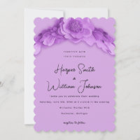 barbie-inspired purple floral wedding invitation