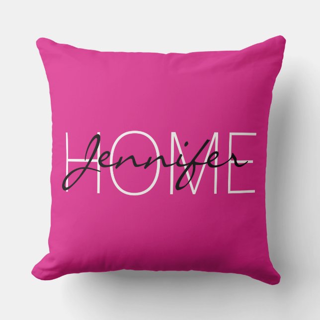 Barbie pink colour home monogram cushion (Front)