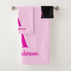 Barbie Pink Monogram Bath Towel Set